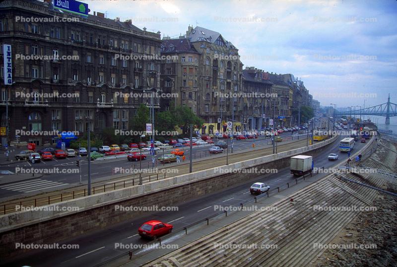 Street, Road, cars, buildings, urban, Budapest