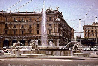 Water Fountain, aquatics, Statues, Viaggiare CIT, Rome, 1950s