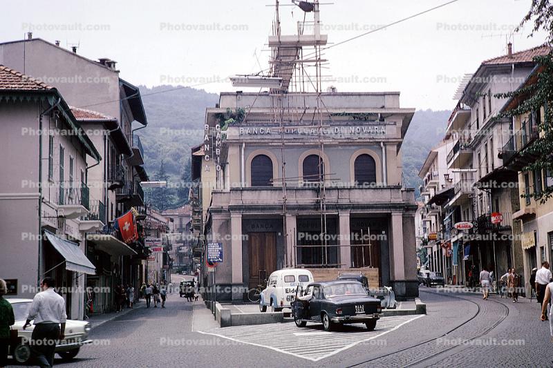 Buildings, Rail, Cars, automobile, vehicles, Stresa, 1950s