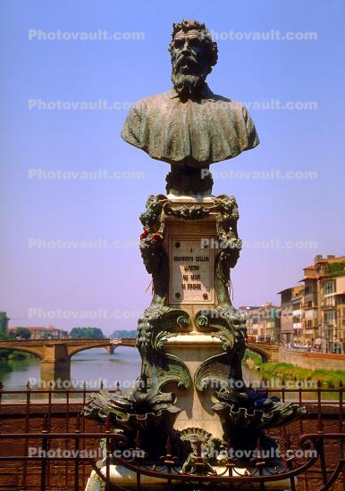 Bolero Cellini Bust, Statue, Arno River, Florence