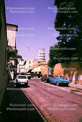 Cars, Street, Leaning Tower of Pisa