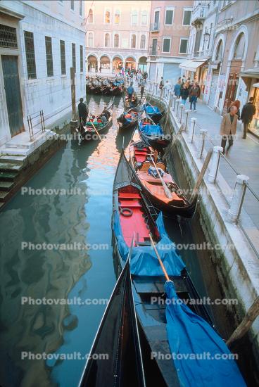 Boarding Station along a Canal, Waterway, Gondola, Venice