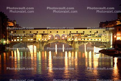 Nighttime at the Ponte Veccio Bridge, Arno River, Florence