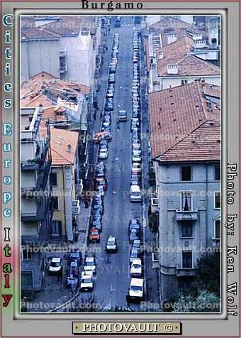 Alta Cha Street with Red Roof Buildings,  Burgamo