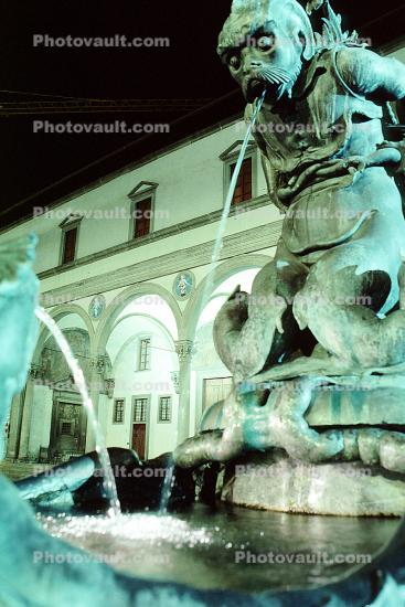 Spitting Gargoyle, Detail of fountain spout on Santissima Annunziata Square, Florence