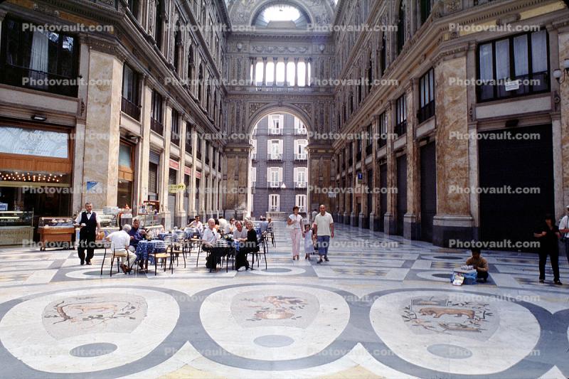 Cafe, building, Tile Floor, Galleria Umberto, building, Naples Italy