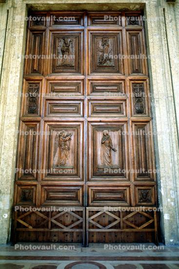 Wooden Door, doorway, entryway, Angel, Mother Mary, Assisi, Perugia, Umbria