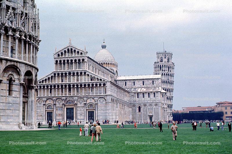 The Piazza del Duomo ("Cathedral Square"), Piazza dei Miracoli ("Square of Miracles"), Leaning Tower of Pisa, landmark