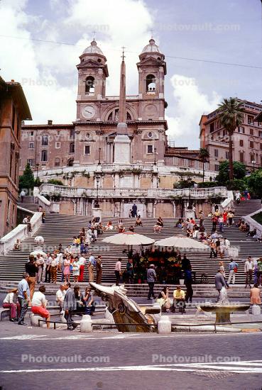 Church of the Santissima Trinita dei Monti, Trinita dei Monti, Obelisk, Spanish Steps, famous landmark monuments, building