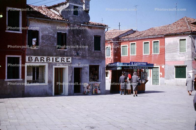 Barbier, buildings, shops, people, Venice