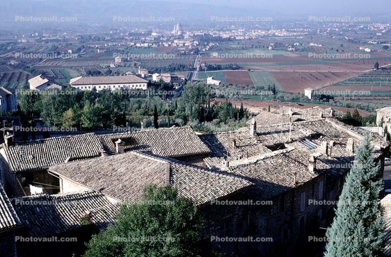 rooftops, fields, Assisi