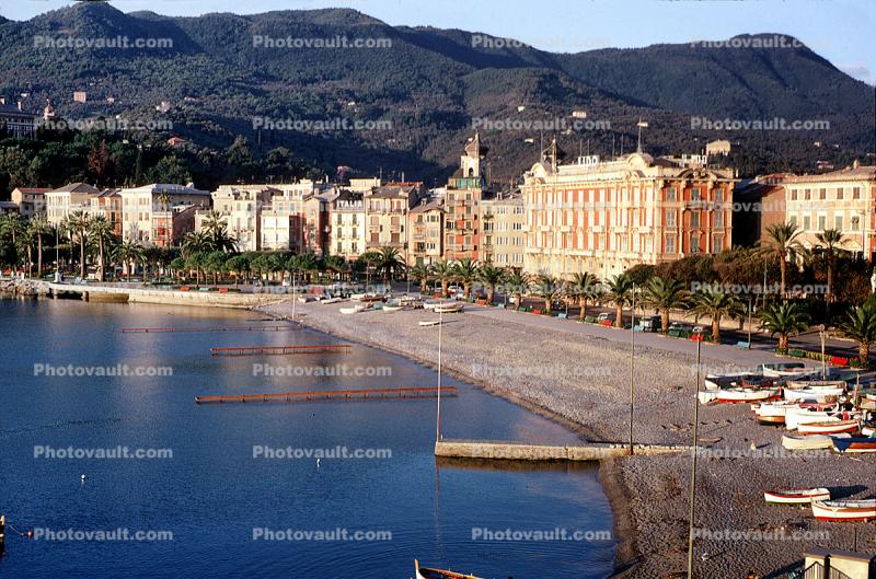 village, boats, hills, forest, waterfront, near Sorrento