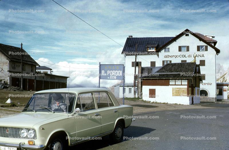 Passo Pordoi, the Dolomites, Fiat Car, 1950s