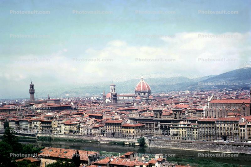 Cityscape, skyline, buildings, Florence, May 1966