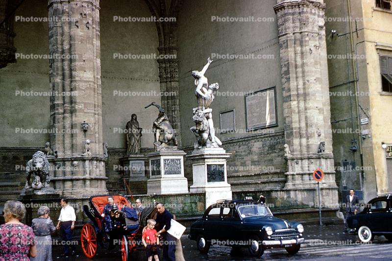 Florence, cars, carriage, people, automobiles, vehicles, June 1961, 1960s
