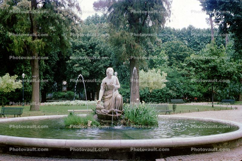 Borghese Garden, Water Fountain, aquatics, Statue, May 1966