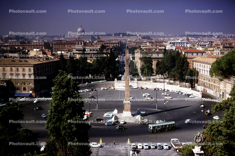 obelisk, roundabout, cars, 1961