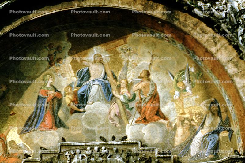 Fresco, Jesus Christ, angels, cross