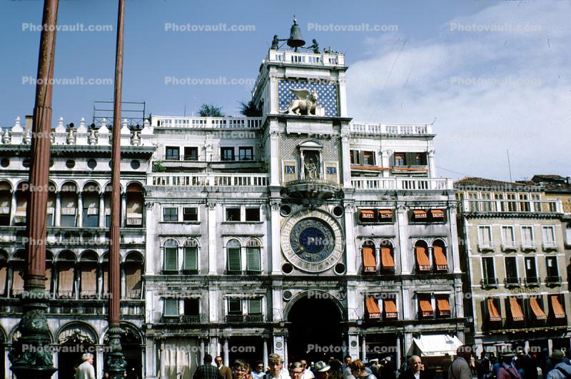 St Mark's Clock tower, Torre dell'Orologio, landmark, July 1968, 1960s