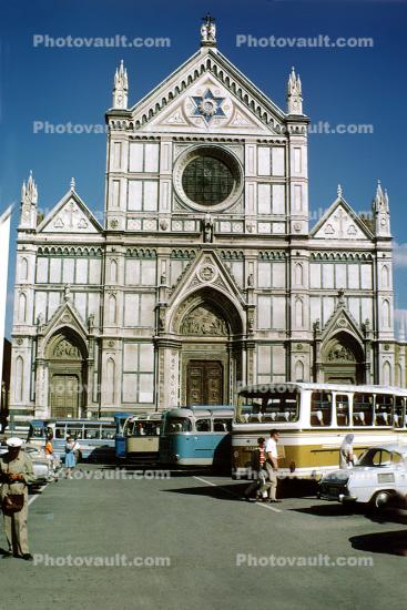 Santa Croce Church, Florence, Cars, Buses, Parking Lot