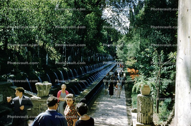 Gardens, trees, path, walkway, Water Fountain, aquatics, Tivoli, 1940s