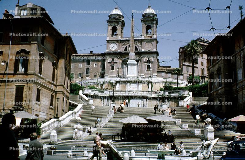 Spanish Steps, Church of the Santissima Trinita dei Monti, Obelisk, famous landmark monuments, building