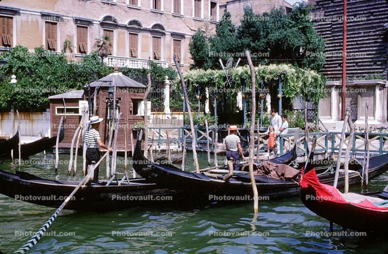 Docked Gondolas, Waterway, Canal