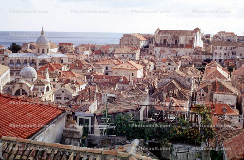 buildings, homes, red roofs, Dubrovnick, Adriatic Sea
