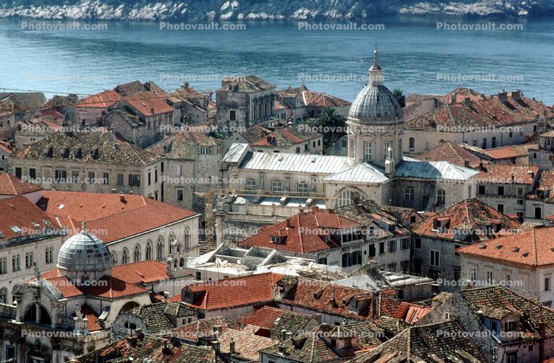 Red Rooftops, Buildings, skyline, Adriatic Sea