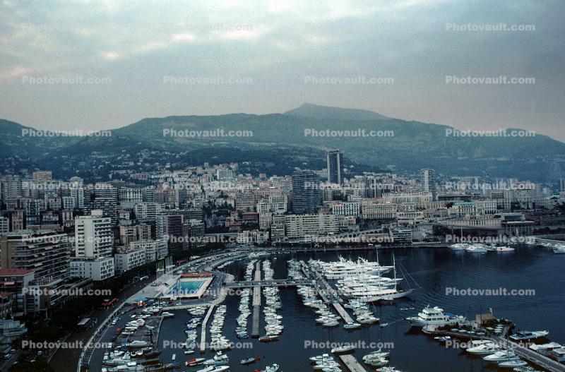 Monaco Harbor, Skyline, buildings, docks, Mediterranean Sea