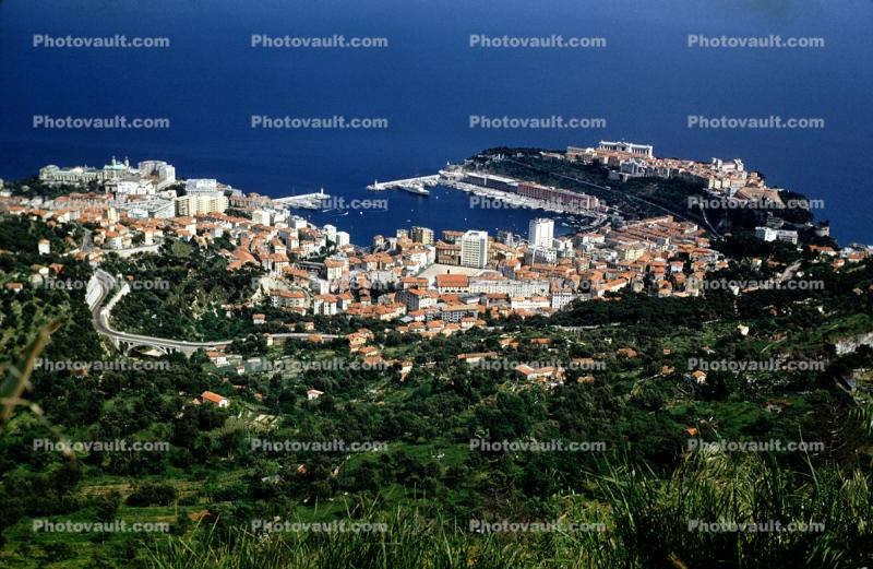 Monaco, square Harbor, Twin Lighthouses, buildings, cityscape, Mediterranean Sea