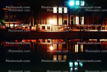Canal, Night, Nighttime, Amsterdam