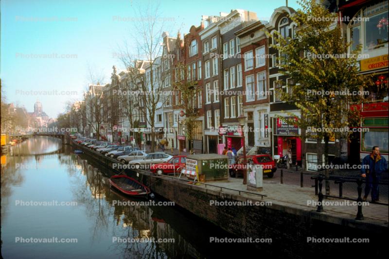 Canal, Calm, Cars, Road, Houses, Waterway, Amsterdam