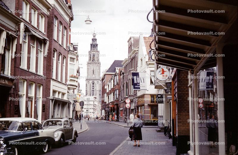 Cars, street, Groningen, September 1959, 1950s