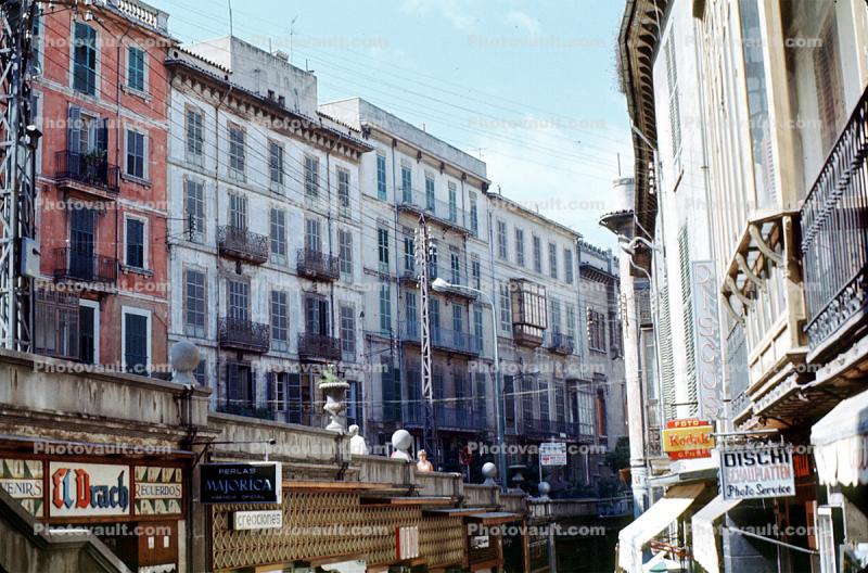Kodak signage, buildings, narrow, Palma Spain, September 1971