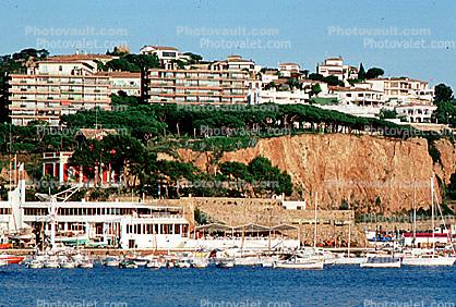 Cliffs, Harbor, buildings, Yacht Club