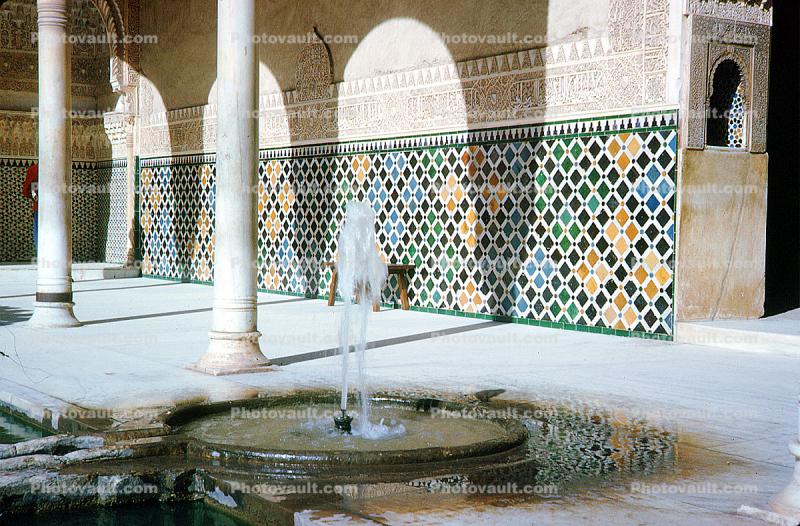 Water Fountain, aquatics, Tile Walls, Alhambra, Granada, Andalusia, Spain