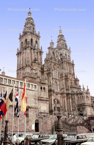 Cathedral of Santiago de Compostela, landmark, building, cars