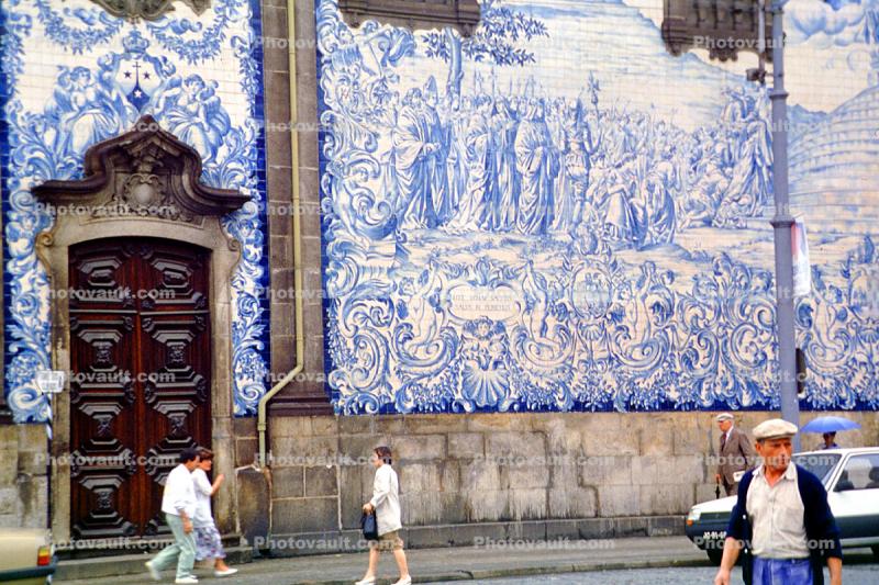 Blue Tile, wall art, ornate door, Porto, 1989