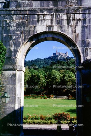 arch, fields, Castle, building, hilltop, Sintra
