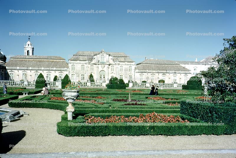 Gardens, building, paths, Queluz Palace