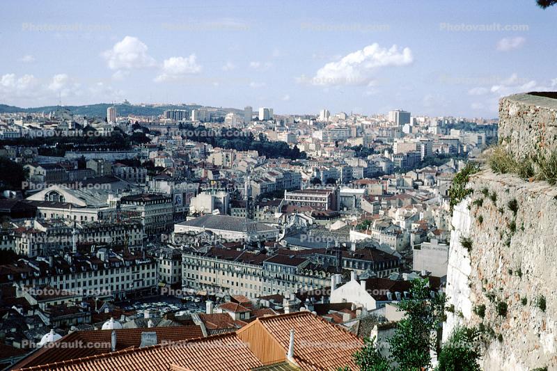 buildings, houses, skyline, Lisbon, 1950s