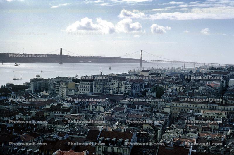 Lisbon Bridge, skyline, buildings, Lisbon