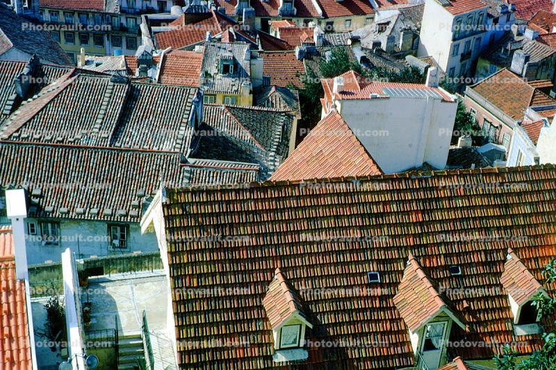 Rooftops, red roofs, buildings, skyline, Lisbon