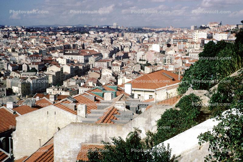 red roofs, buildings, skyline, Lisbon