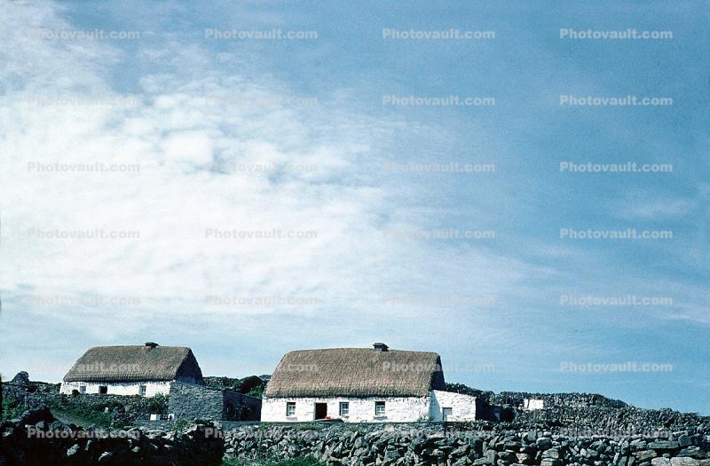 Ruins, rocks, homes, house, buildings, Inishmore Aran Island, Galway Bay, Ireland