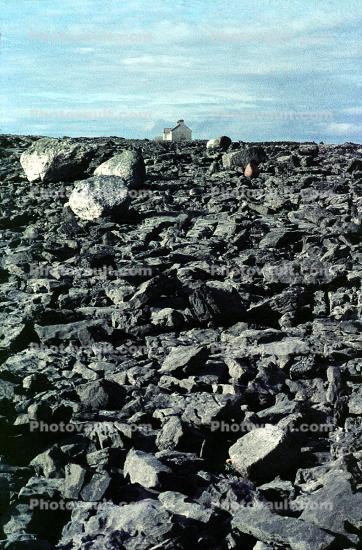 Ruins, rocks, fields, Inishmore Aran Island, Galway Bay, Ireland