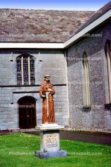 Saint Francis of Assisi, monk, priest, friar, missionary, person, statue, building, Quin Abbey