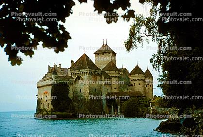 Chillon castle, Lake Geneva, Switzerland, 1950s