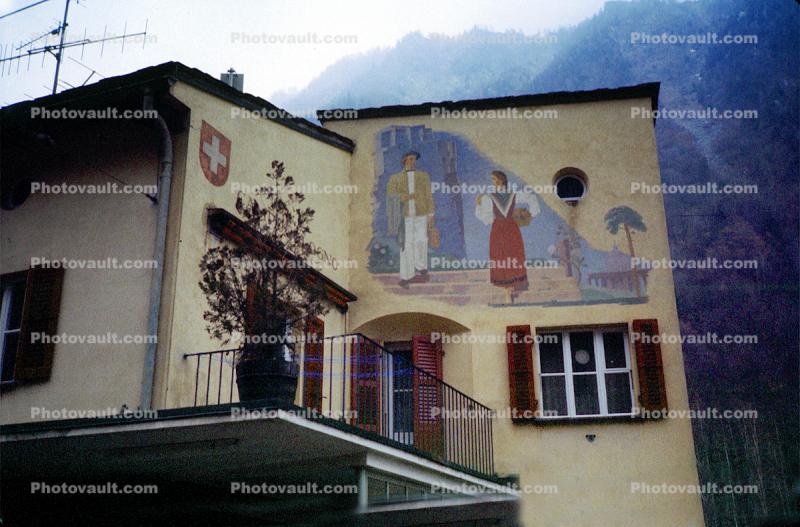 Wall Painting, Mural, Locarno, Switzerland, 1950s
